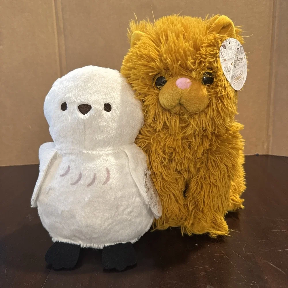 Harry Potter Crookshanks Cat & Hedwig Owl Plush Set NWT